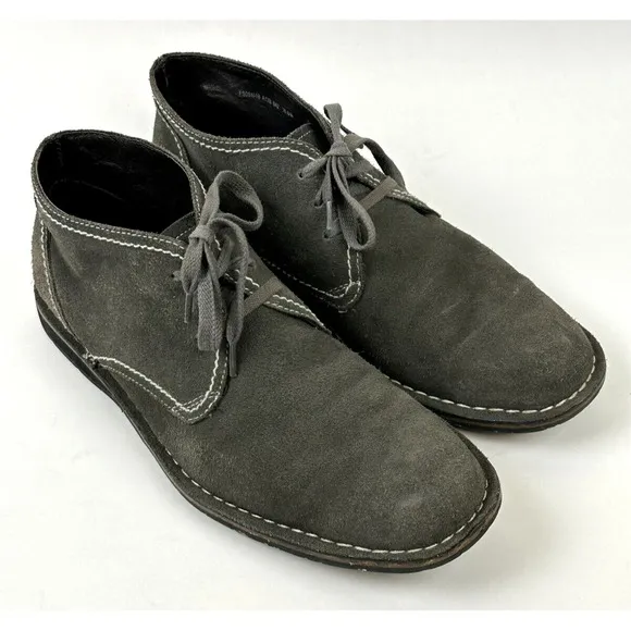 John Varvatos Chukka Boots Mens Size 10.5 M Suede Charcoal Shoes Ankle Boots