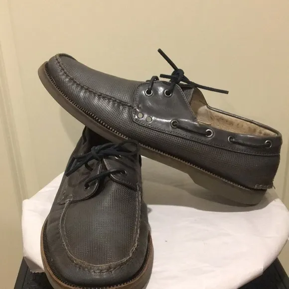 John Varvatos USA mens Slip On Leather loafers/ boat shoes size 11.5 dark grey