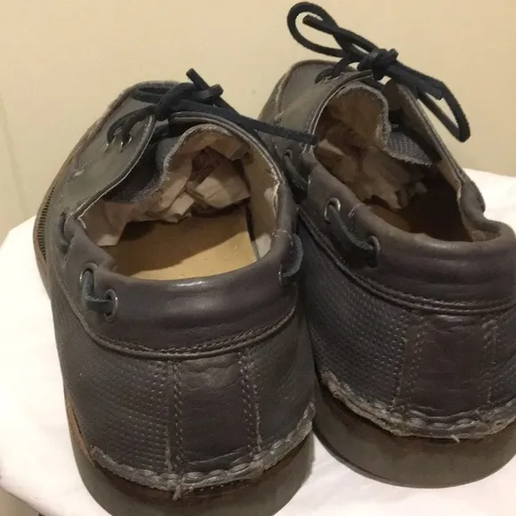 John Varvatos USA mens Slip On Leather loafers/ boat shoes size 11.5 dark grey