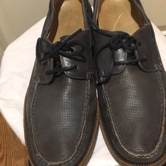 John Varvatos USA mens Slip On Leather loafers/ boat shoes size 11.5 dark grey