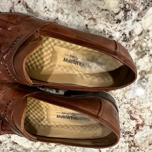 Johnston &amp; Murphy men’s genuine leather dress shoes loafer size 10.5 brown