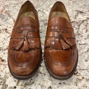 Johnston &amp; Murphy men’s genuine leather dress shoes loafer size 10.5 brown
