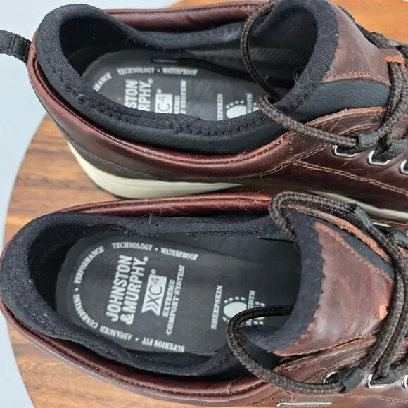 Johnston &amp; Murphy XC4 Shoes Men's 11 M Brown Leather Lace Up Waterproof Sneakers