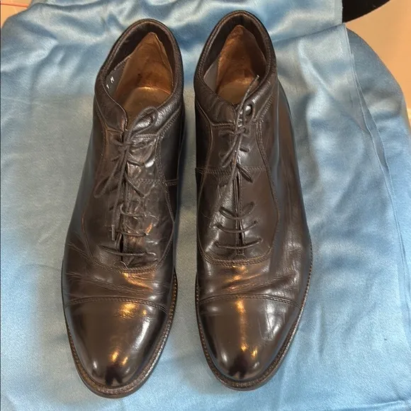 JOHNSTON AND MURHY Men's Black Leather Shoes