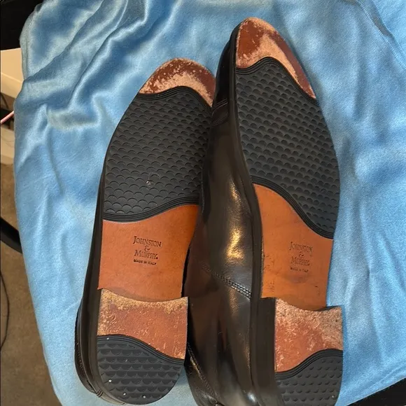 JOHNSTON AND MURHY Men's Black Leather Shoes
