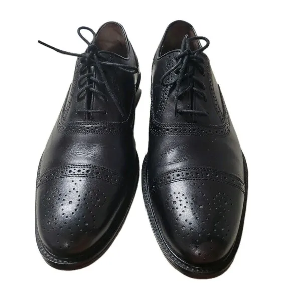 Johnston Murphy Oxford Shoes Mens 12 Black Leather Cap Toe Lace Up  Dress Shoes