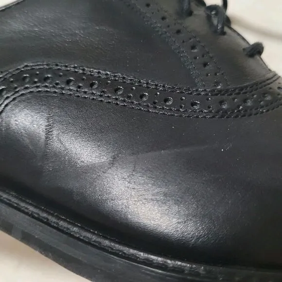Johnston Murphy Oxford Shoes Mens 12 Black Leather Cap Toe Lace Up  Dress Shoes