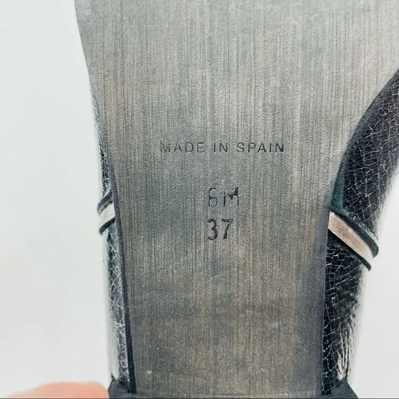 Jon Josef Crackle Leather Silver Metallic Trim Ankle Boots