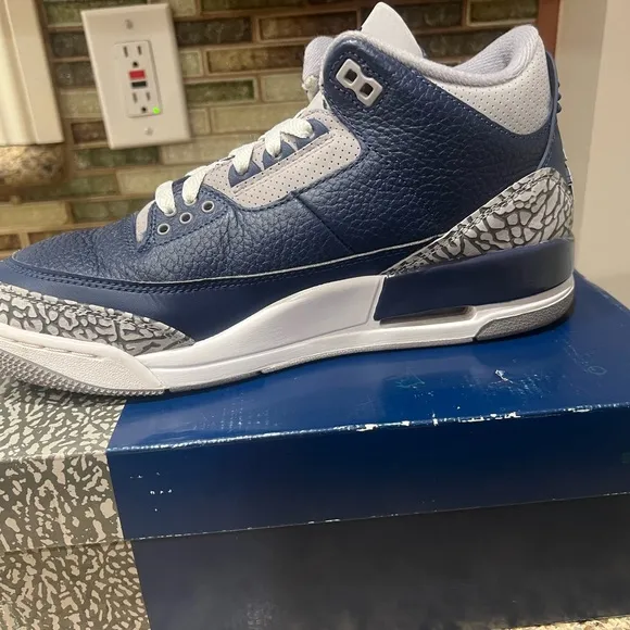 Jordan 3 Retro Men's Shoes - Navy and Gray