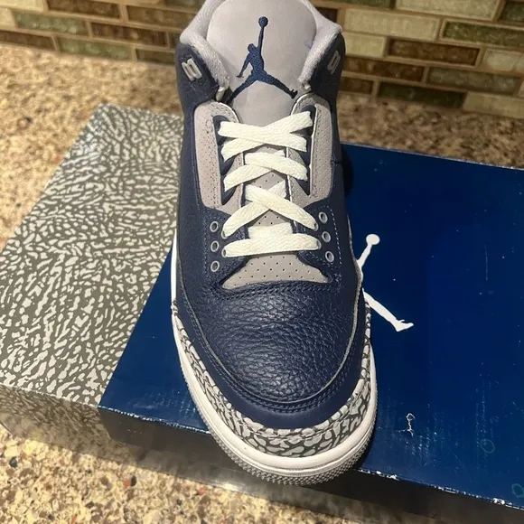 Jordan 3 Retro Men's Shoes - Navy and Gray