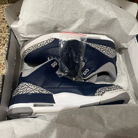 Jordan 3 Retro Men's Shoes - Navy and Gray