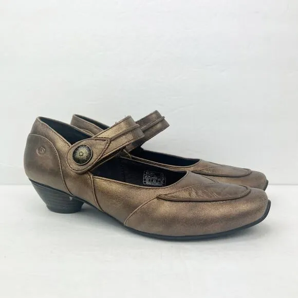Josef Seibel Leather Mary Jane Comfort Shoes Bronze Metallic