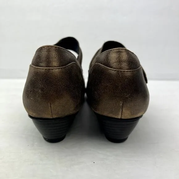 Josef Seibel Leather Mary Jane Comfort Shoes Bronze Metallic