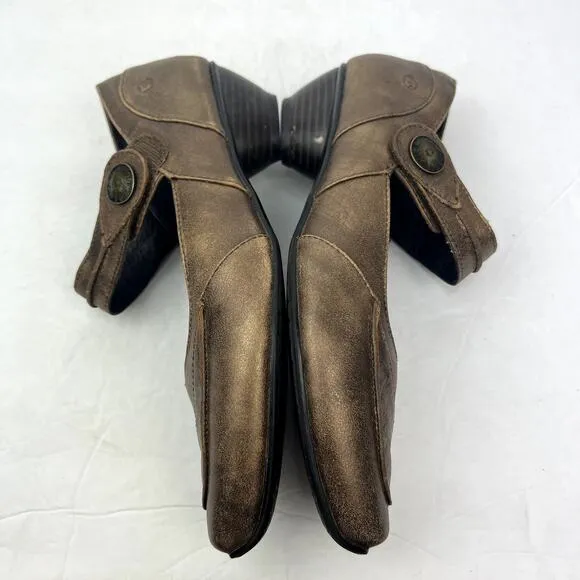 Josef Seibel Leather Mary Jane Comfort Shoes Bronze Metallic