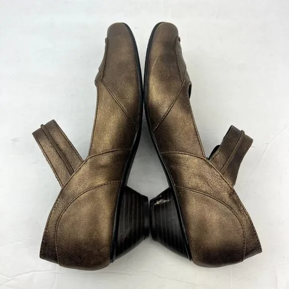 Josef Seibel Leather Mary Jane Comfort Shoes Bronze Metallic