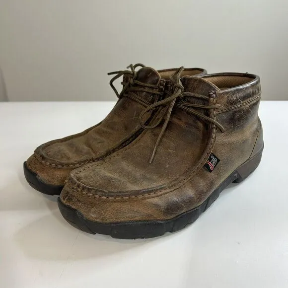Justin Boots Cappie Chukka Men’s 10.5 M Work Shoes 232 Brown Moc Leather Lace Up