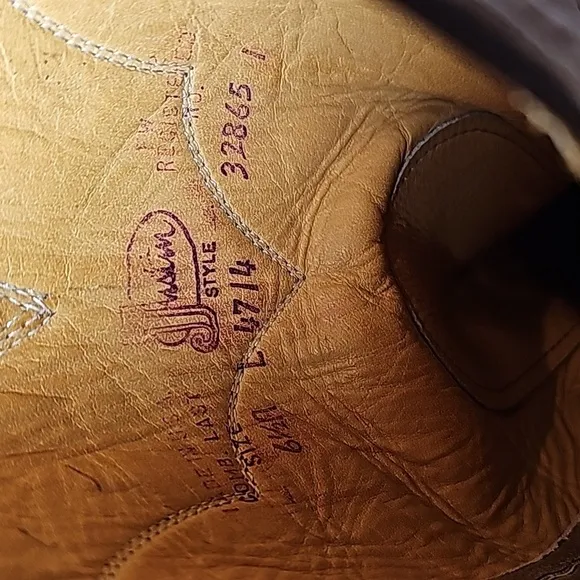 Justin Boots Cowboy Cowgirl Western L4714 Leather Pull-On Pointed Tan Beige 6.5