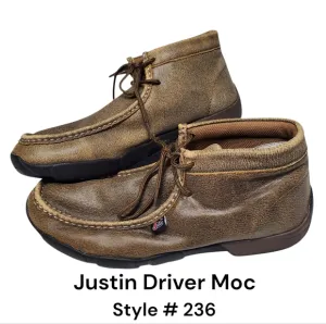 Justin Boots Driver Moc Men's Brown Shoes Size 11W