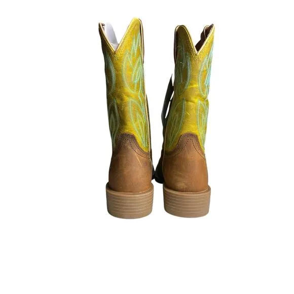 JUSTIN Boots Mens Sz 8 Canter Clay Brown Wide 11” Wide Square Toe Western SE7515
