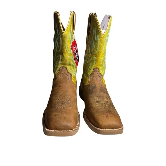 JUSTIN Boots Mens Sz 8 Canter Clay Brown Wide 11” Wide Square Toe Western SE7515