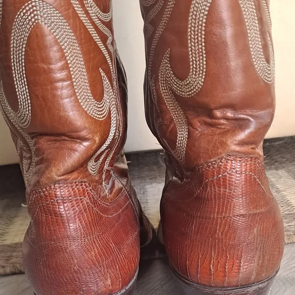 Justin Brown/Mohagony Vintage Lizard Western Cowboy Boots