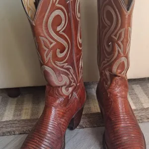 Justin Brown/Mohagony Vintage Lizard Western Cowboy Boots