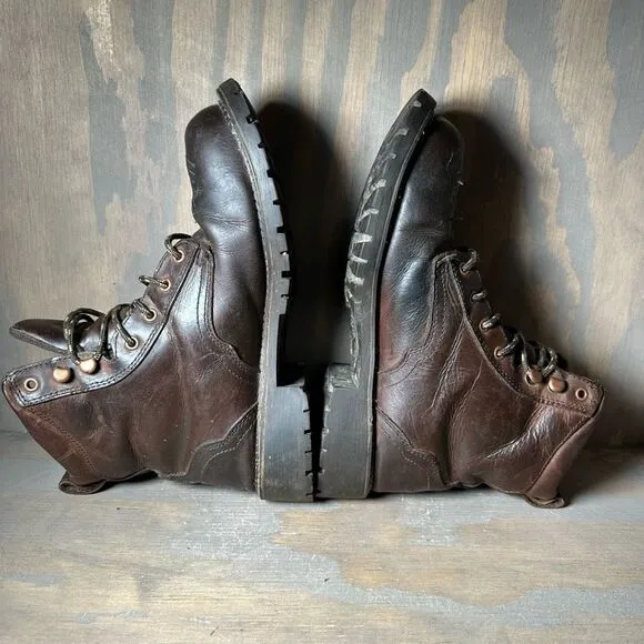 Justin Katerina Womens 9.5 Work Boots Brown Leather Pull Tab Ankle Lace Up Shoes