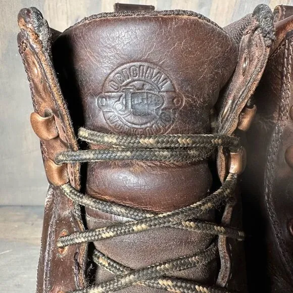 Justin Katerina Womens 9.5 Work Boots Brown Leather Pull Tab Ankle Lace Up Shoes