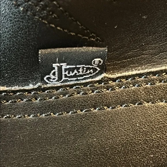 Justin Mens Black Leather Western Cowboy Boots