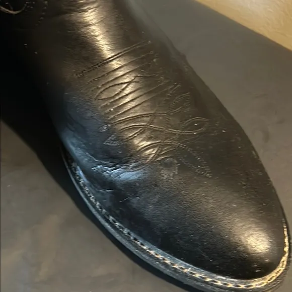 Justin Mens Black Leather Western Cowboy Boots