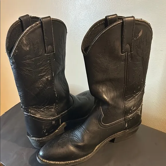 Justin Mens Black Leather Western Cowboy Boots