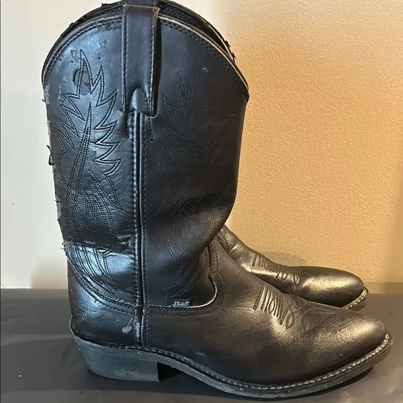 Justin Mens Black Leather Western Cowboy Boots