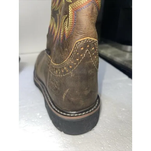 Justin Mens Tan Cowhide Leather Work Boots Stampede Waterproof