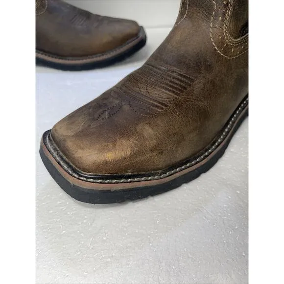 Justin Mens Tan Cowhide Leather Work Boots Stampede Waterproof