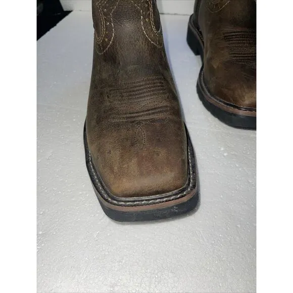 Justin Mens Tan Cowhide Leather Work Boots Stampede Waterproof