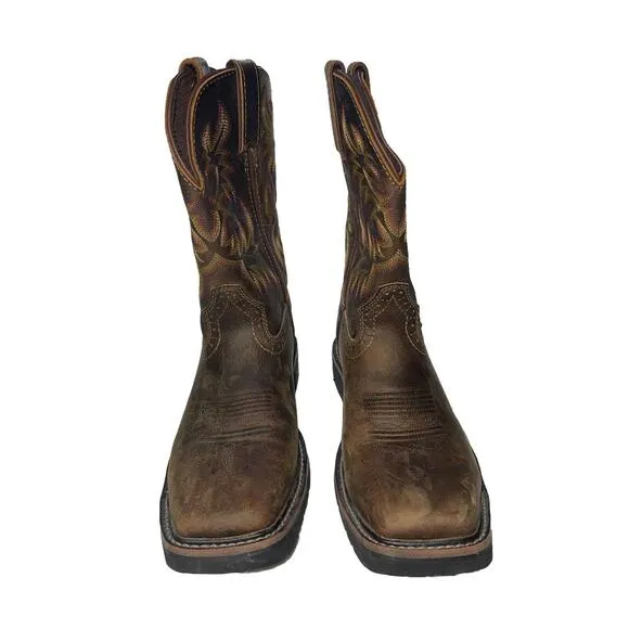Justin Mens Tan Cowhide Leather Work Boots Stampede Waterproof