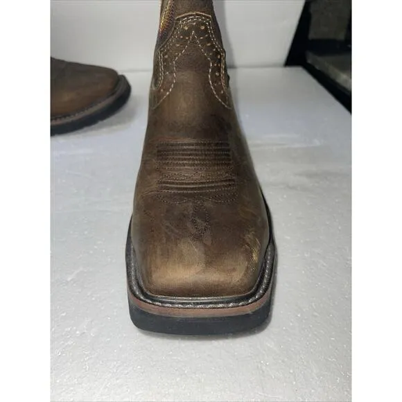 Justin Mens Tan Cowhide Leather Work Boots Stampede Waterproof