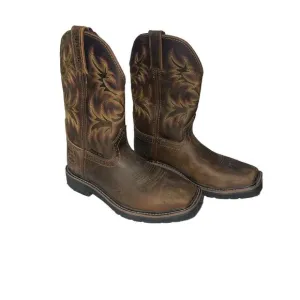 Justin Mens Tan Cowhide Leather Work Boots Stampede Waterproof