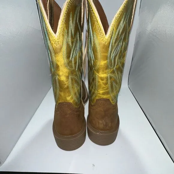 Justin SE7515 Canter Clay Brown Water Buffalo Square Toe Cowboy Boots-10.5 D New