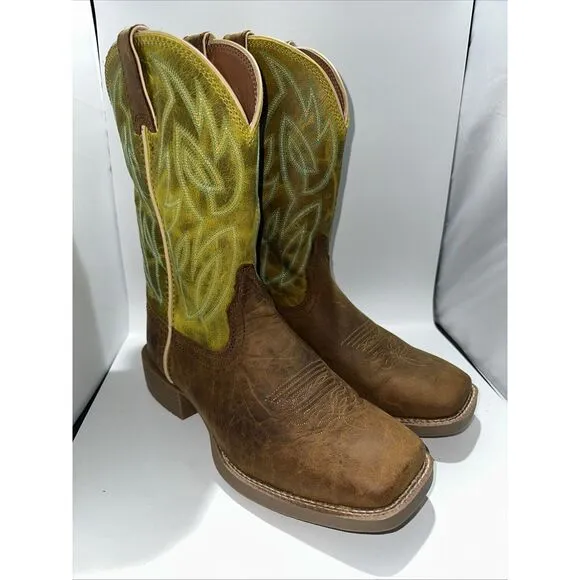 Justin SE7515 Canter Clay Brown Water Buffalo Square Toe Cowboy Boots-10.5 D New