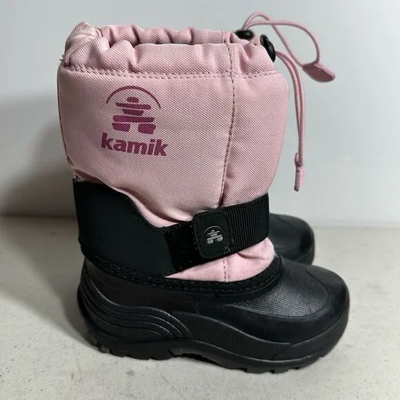 Kamik Rocket Light Pink Insultated Lined Winter Snow Rain Boots 10 Kids Youth