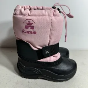 Kamik Rocket Light Pink Insultated Lined Winter Snow Rain Boots 10 Kids Youth