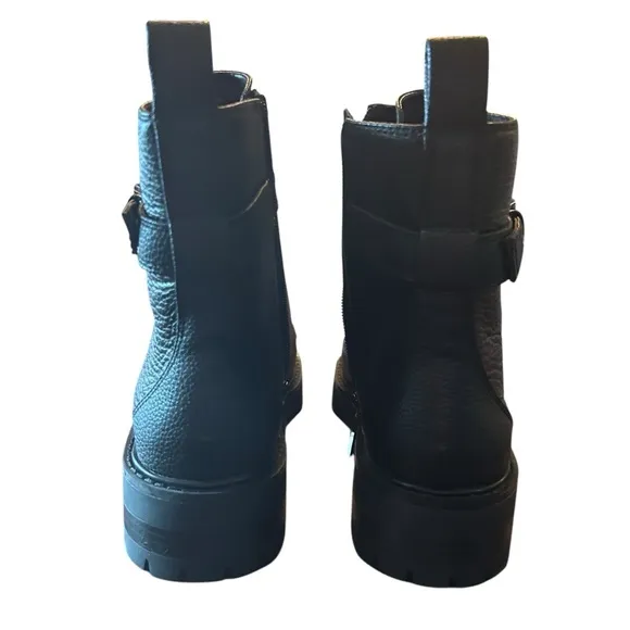 Karl Lagerfeld Maeva Leather Moto Ankle  Boots  Embellished Straps NEW 9.5
