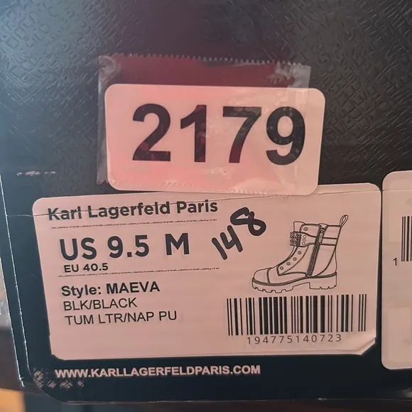 Karl Lagerfeld Maeva Leather Moto Ankle  Boots  Embellished Straps NEW 9.5