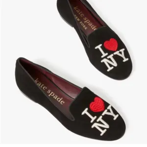 Kate Spade I Love NY Black Loafers Womens 8.5