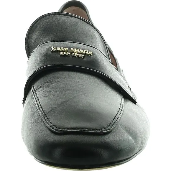 Kate Spade New York Womens Leighton Black Leather Slip-On Loafers Shoes New