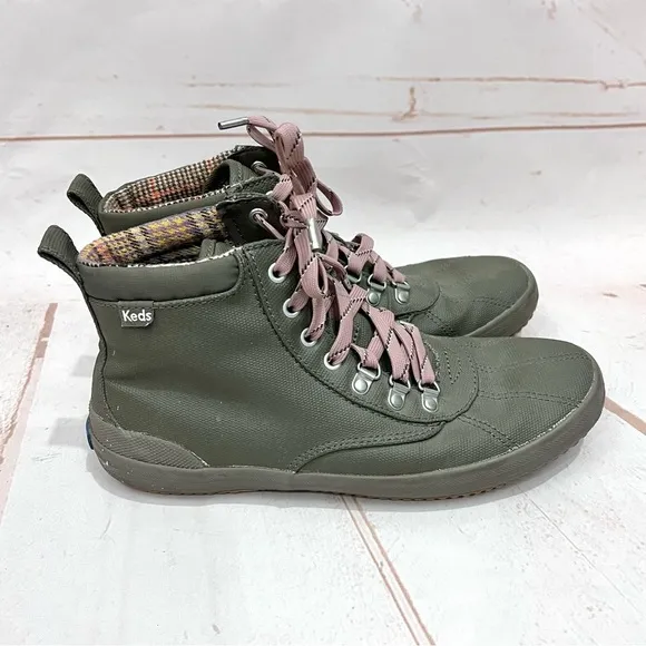 Keds Olive Green Water Stain Resistant Scout ll Splash Canvas Combat Rain Boots