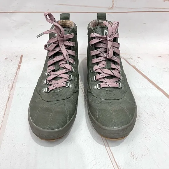 Keds Olive Green Water Stain Resistant Scout ll Splash Canvas Combat Rain Boots