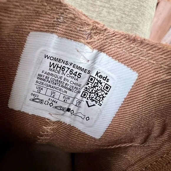 Keds Womens Tan Suede Slip-On High-top The Platform Chelsea Lug Boots Size 10