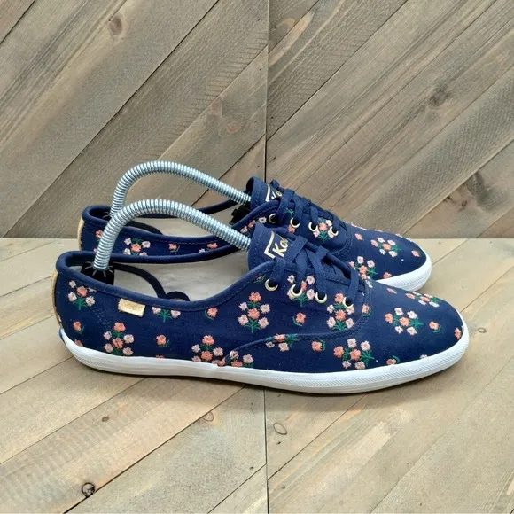 Keds x Rifle Paper Co Posy Embroidered Casual Sneakers Womens Size 9 Blue Pink